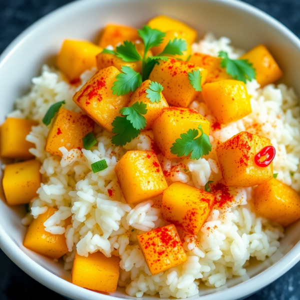 Spicy Garlic Ginger Potato Rice Bowl