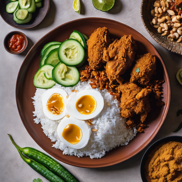 Vegetarian Nasi Lemak with Mock Chicken Rendang