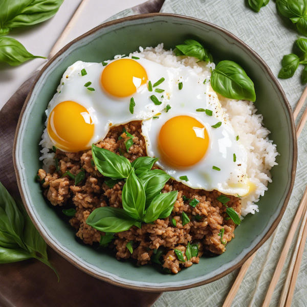 Basil Minced Pork Rice Bowl with Fried Egg