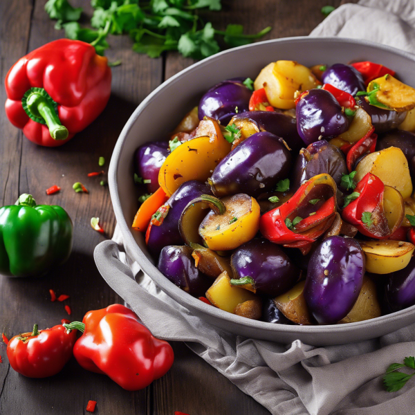 Spicy Eggplant with Potatoes and Peppers