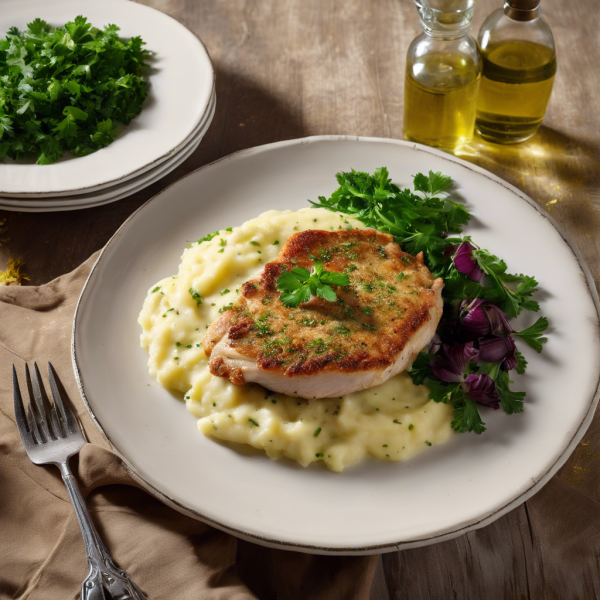 Herb-Crusted Turkey Cutlet with Garlic Mashed Potatoes