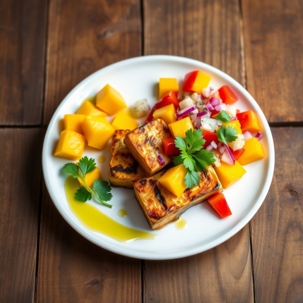 Jamaican Jerk Tofu with Mango Salsa