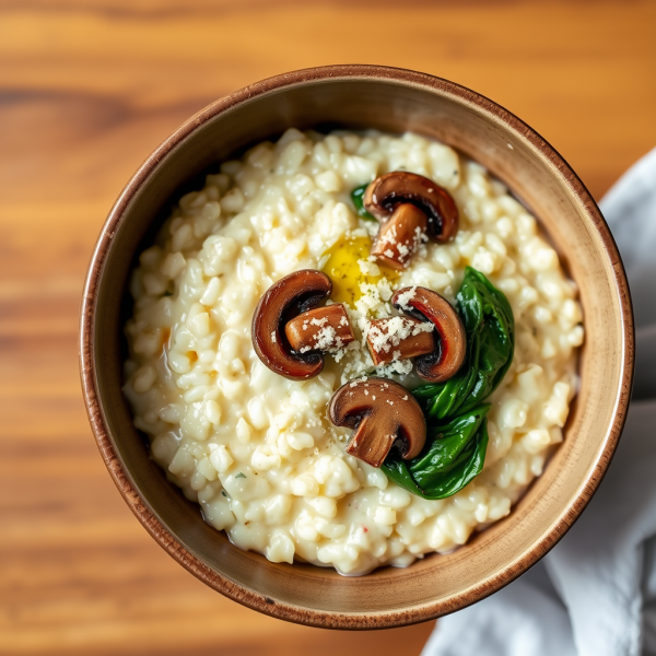 Creamy Spinach and Mushroom Risotto