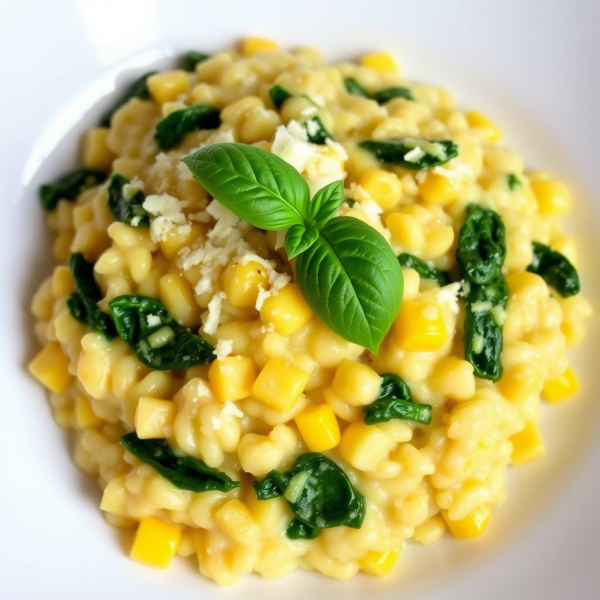 Creamy Corn and Spinach Risotto