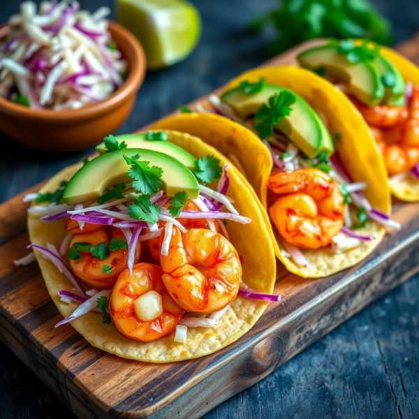 Spicy Garlic Shrimp Tacos