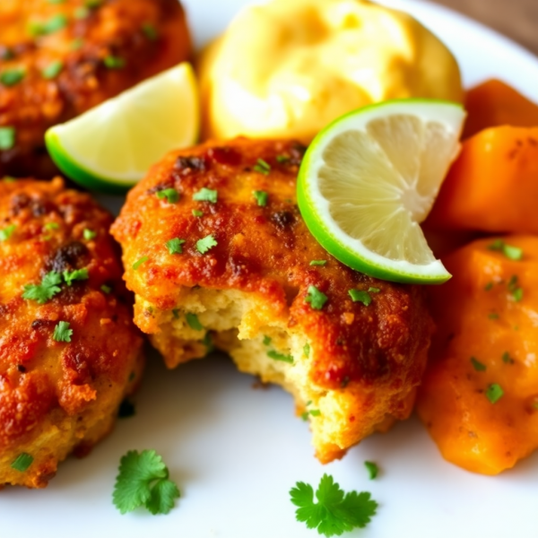 Caribbean Jerk Cod Cakes with Sweet Potato