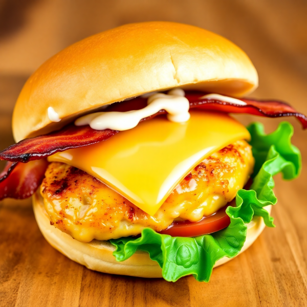 Cheesy Chicken Bacon Burger