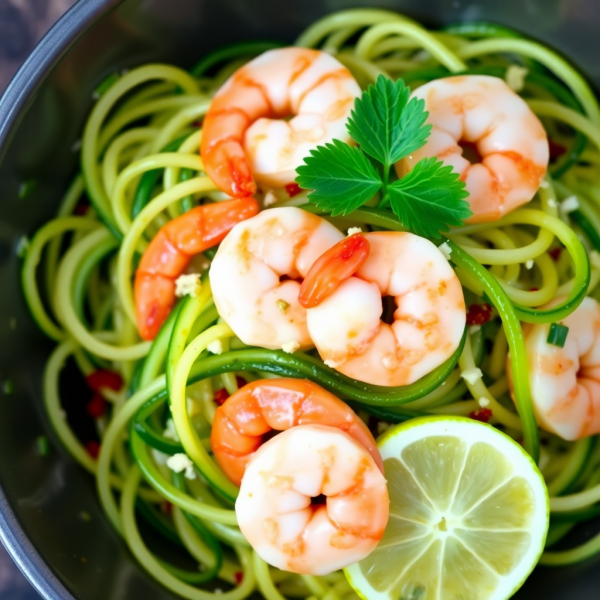 Zucchini Noodles with Garlic Shrimp