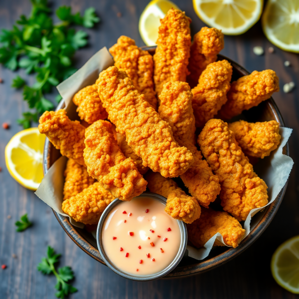 Crispy Chicken Fries with Spicy Dipping Sauce