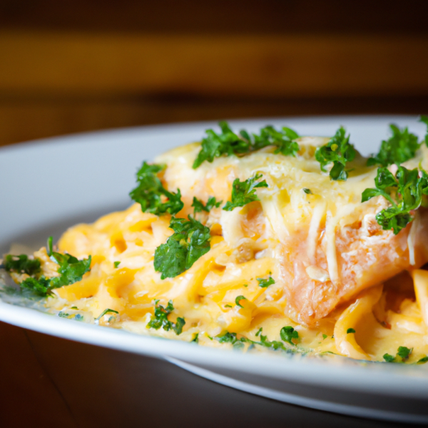 Cheesy Salmon with Noodles