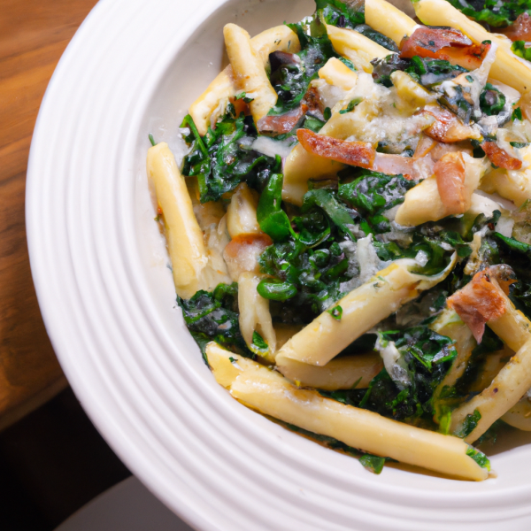 Hearty Penne with Spinach and Bacon