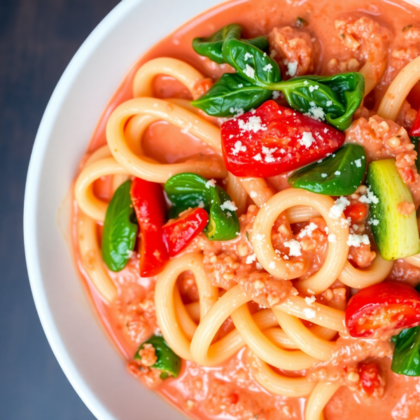 Creamy Pink Sauce Pasta with Seasonal Vegetables