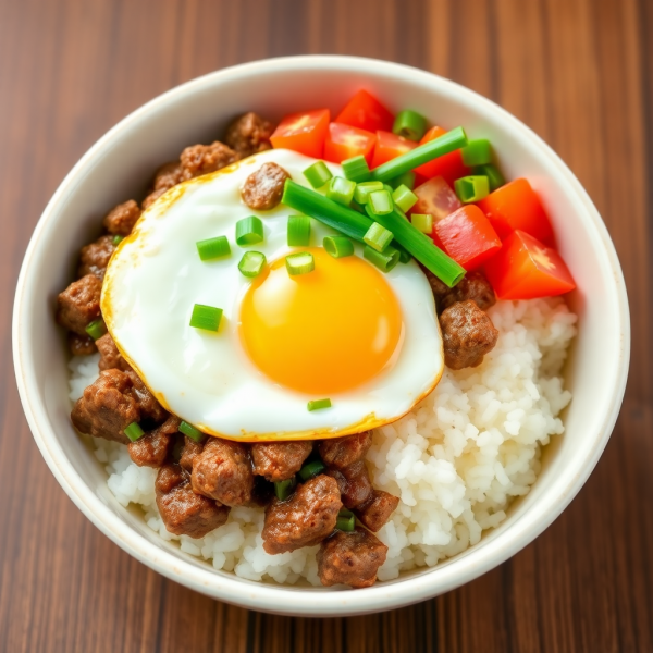 Japanese Lamb and Egg Rice Bowl