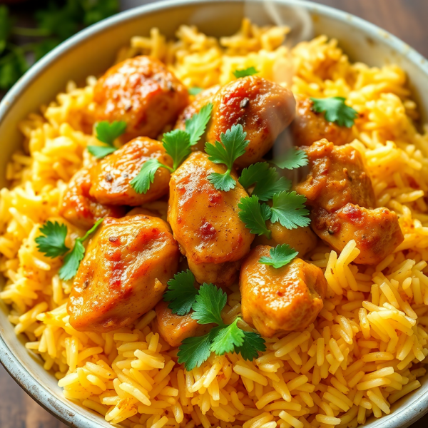 Garlic Ginger Chicken Biryani