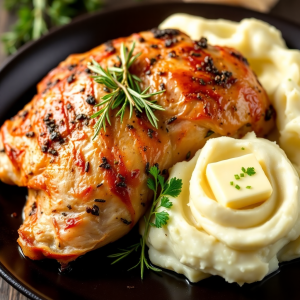 Herb-Roasted Turkey Breast with Garlic Mashed Potatoes