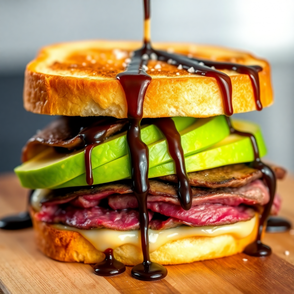 Beef and Avocado Sandwich with Chocolate Drizzle