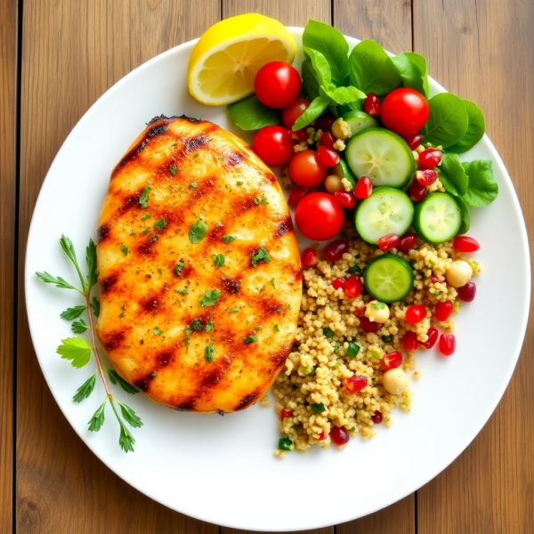 Grilled Lemon Herb Chicken with Quinoa Salad