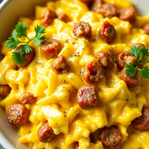 Cheesy Sausage & Egg Scramble