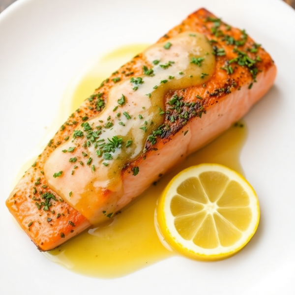 Herb-Crusted Salmon with Lemon Butter Sauce