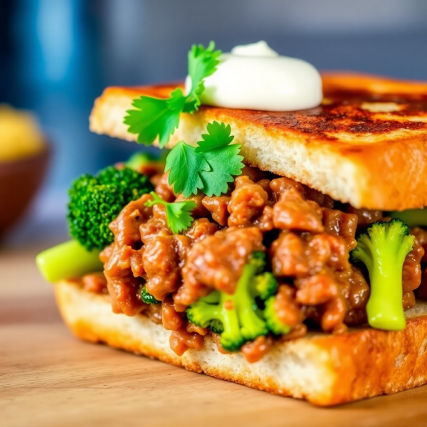 Mexican Beef and Broccoli Sandwich