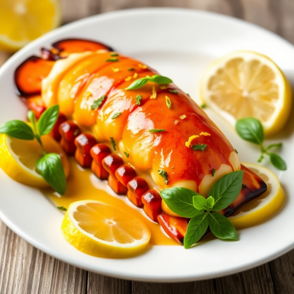 Lobster Tail with Lemon-Basil Butter