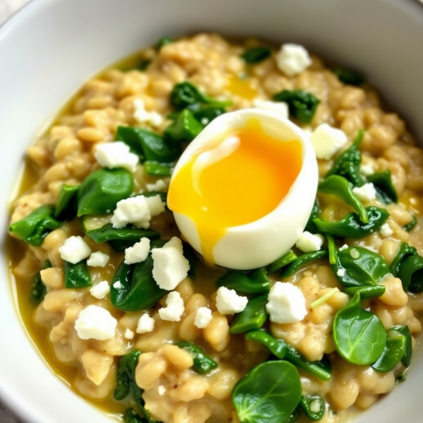 Savory Spinach and Feta Oatmeal