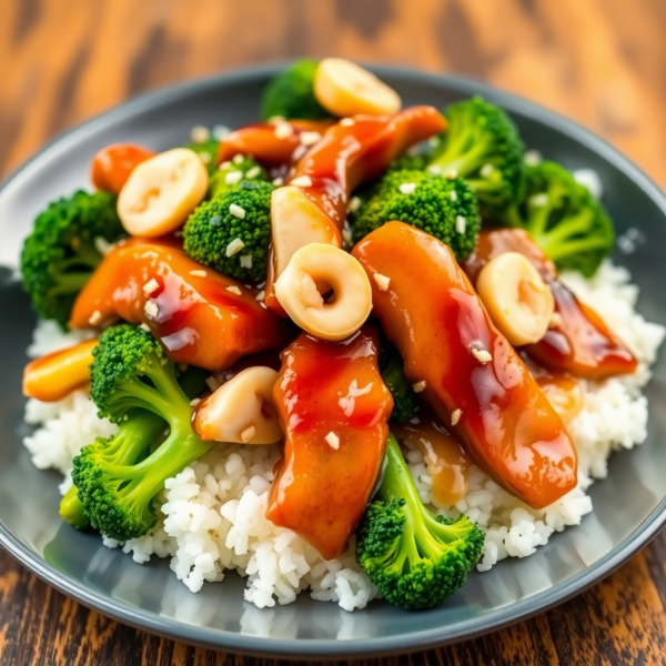 Honey-Glazed Beef and Broccoli with Crab