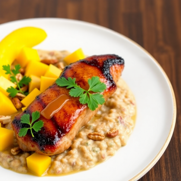 Portuguese Duck with Mango and Nut Oatmeal